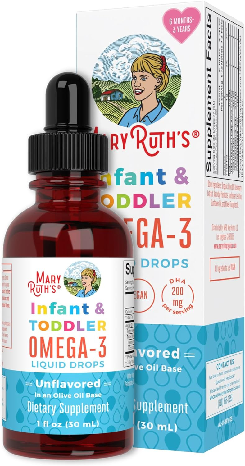 MaryRuth Organics Infant and Toddler Omega-3 Liquid Drops | 200mg DHA and 2mg EPA Per Serving | 1 Fl Oz
