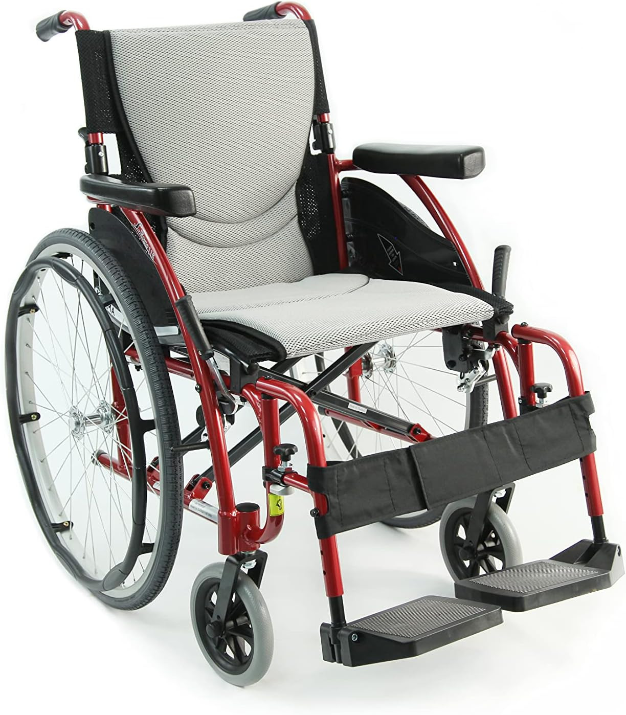 Karman Ergonomic Wheelchair in 16" Seat and Quick Release Axles, Red Frame