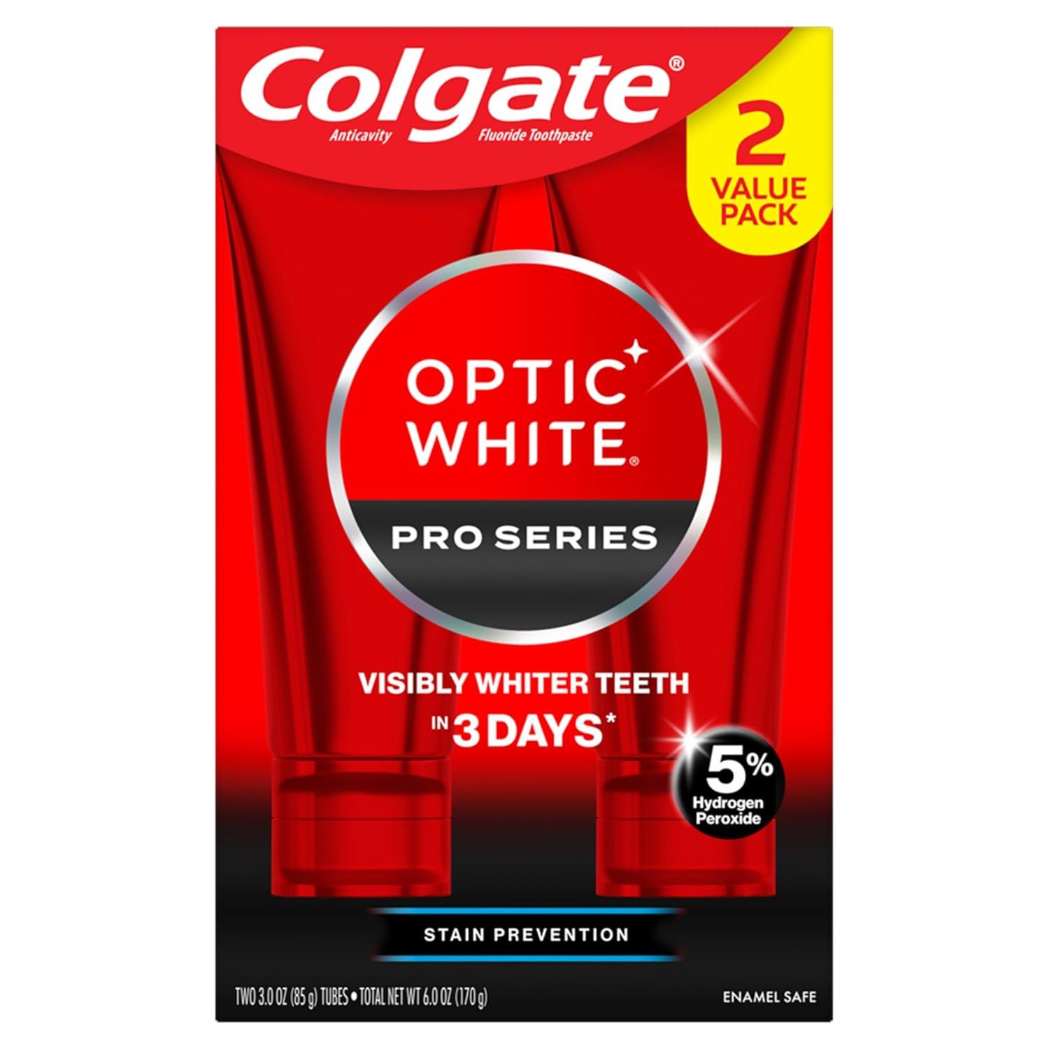 Colgate Optic White Renewal Teeth Whitening Toothpaste, High Impact White, 3 Oz Tube, 3 Pack