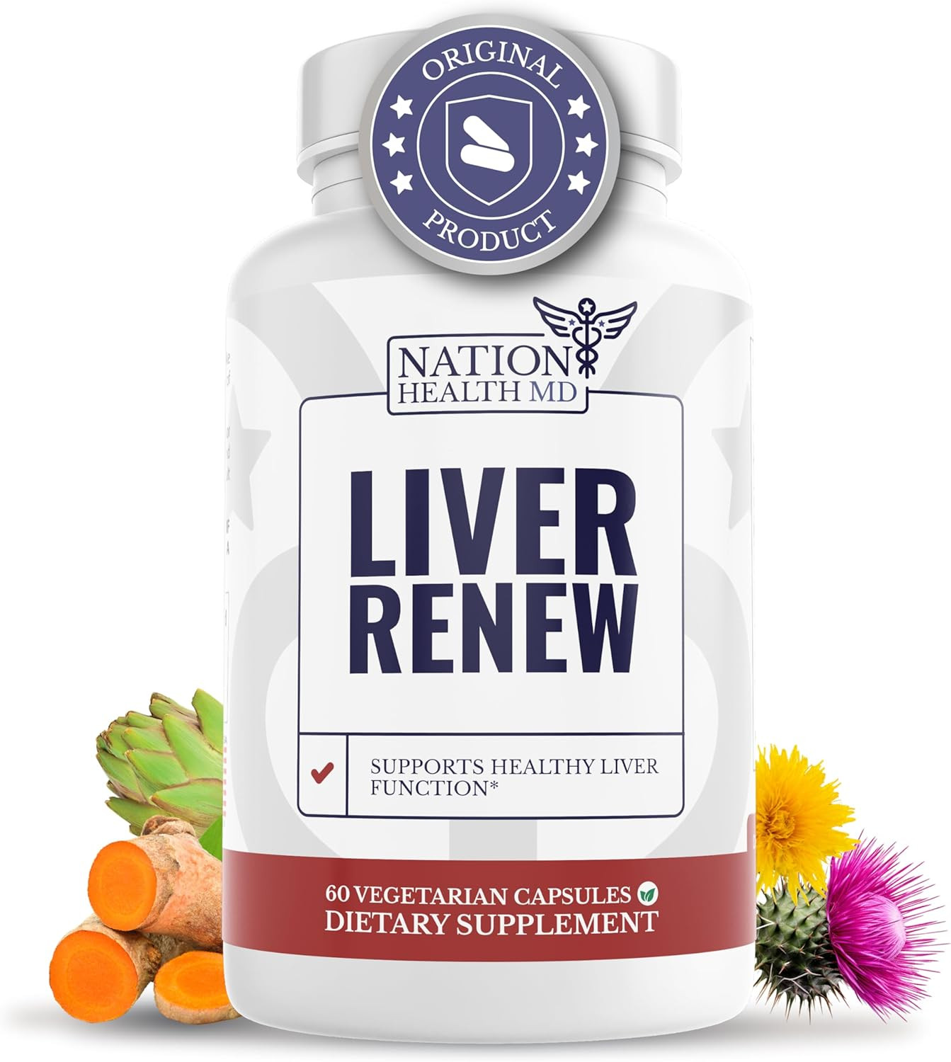 NATION HEALTH MD Liver Renew - Liver Cleanse Detox & Repair - Liver Support Supplement with Artichoke Extract, Milk Thisle, Dandelion and Turmeric - 60...