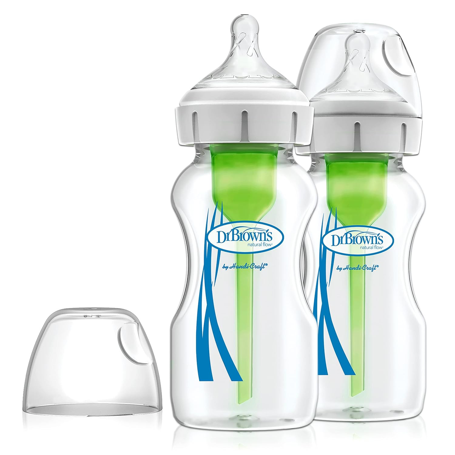 Dr. Brown's Options Glass Wide-Neck Baby Bottles, 2-Pack, 9 oz