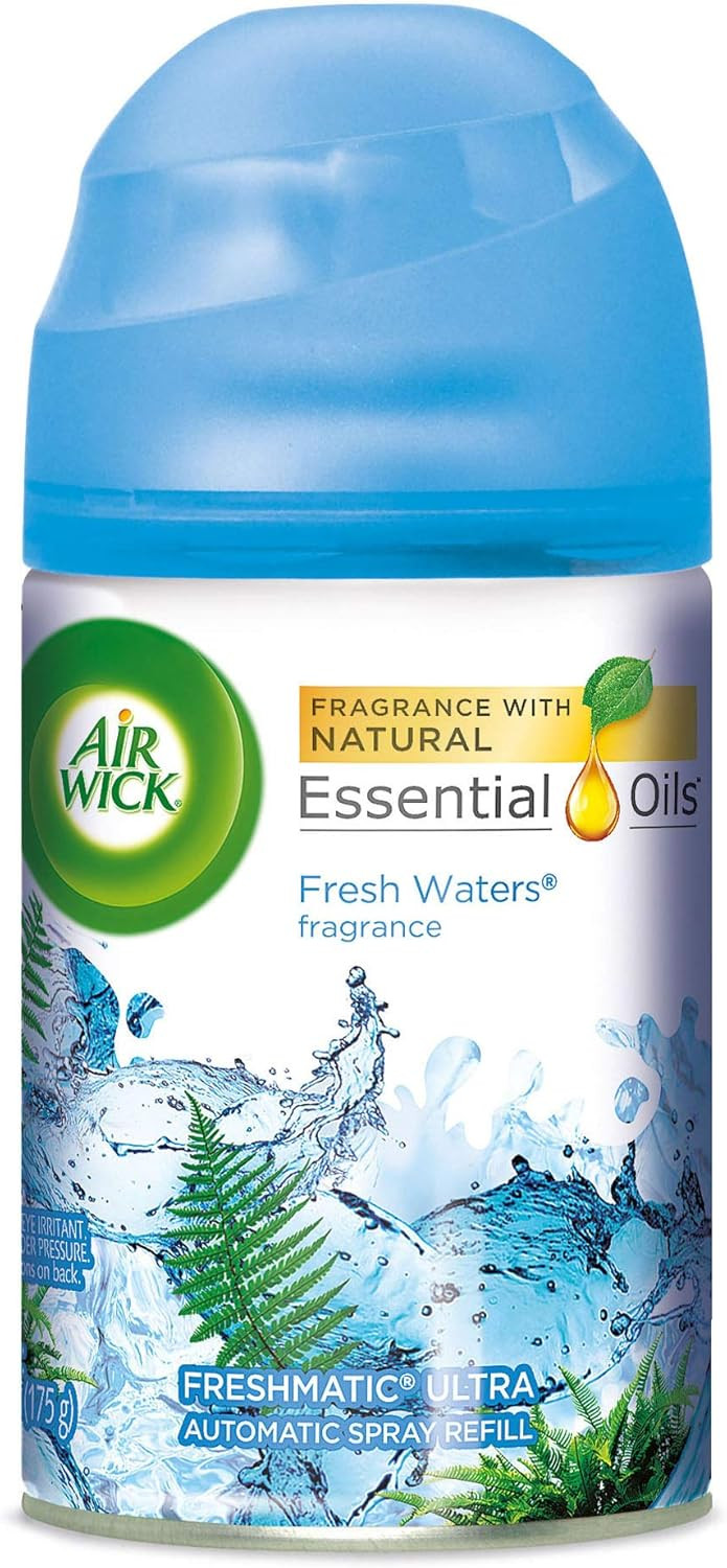Air Wick Automatic Air Freshener Spray Refill, Pack of 6, Fresh Waters, Odor Neutralization, Essential Oils
