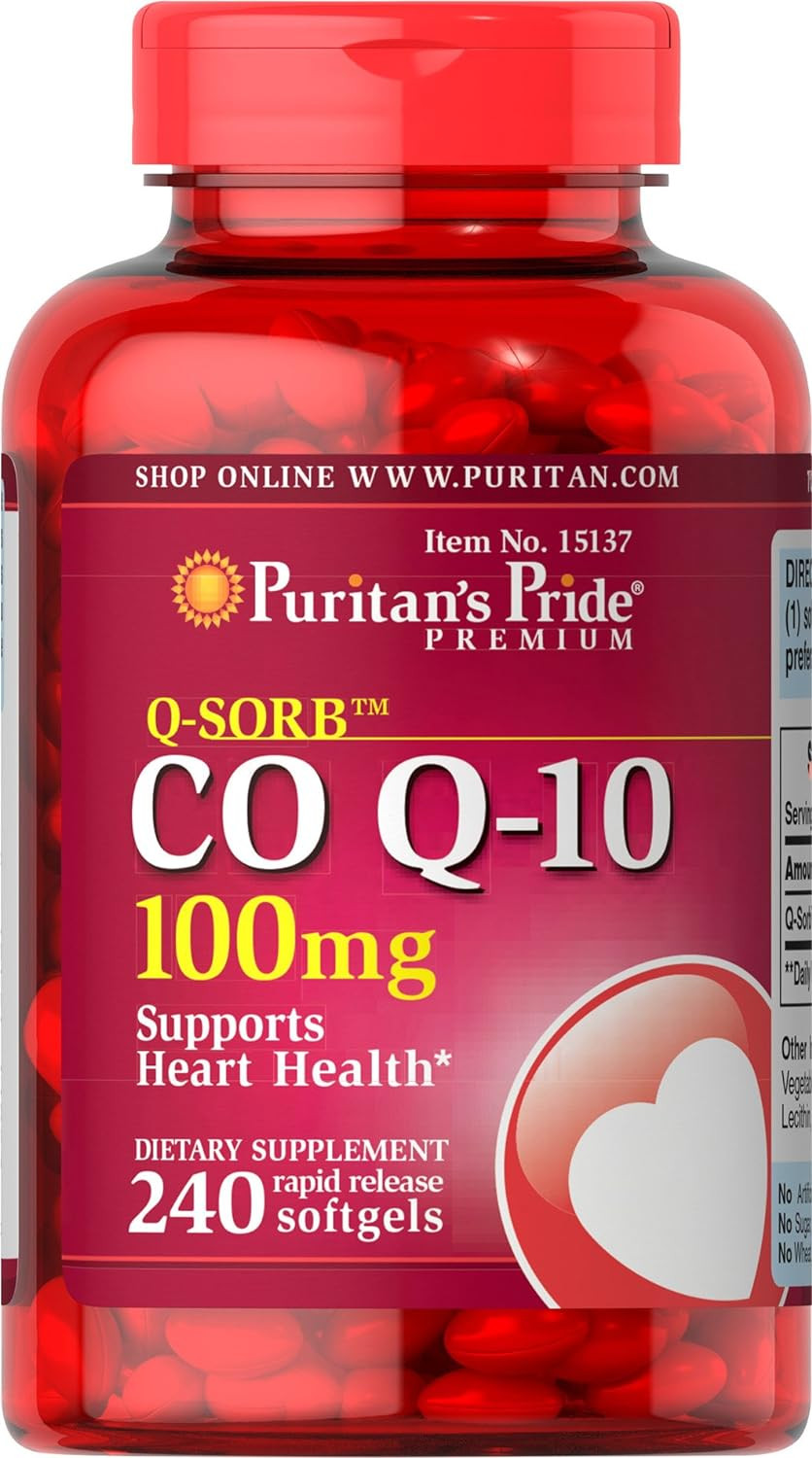 Puritan's Pride CoQ10 100mg, Supports Heart Health, 240 Rapid Release Softgels